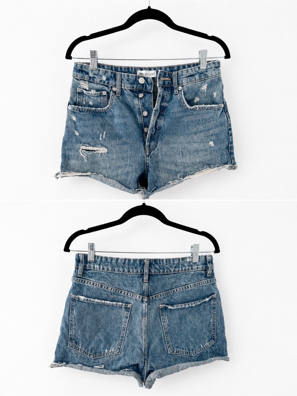Zara High Rise Button Fly Cutoff Denim Shorts — Size 6 — 4365/201/400